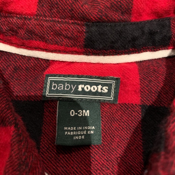 0-3M EUC Roots Flannel shirt - Picture 2 of 5